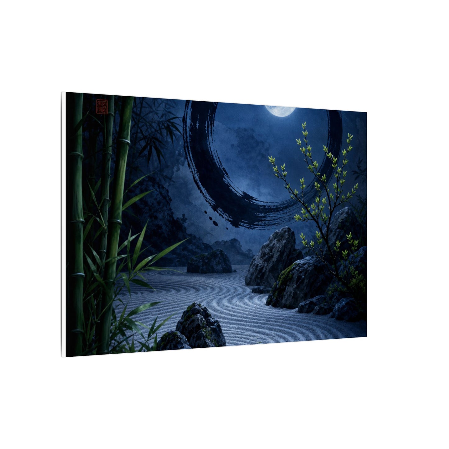 Serene Rock Garden Canvas Art - Enso Zen