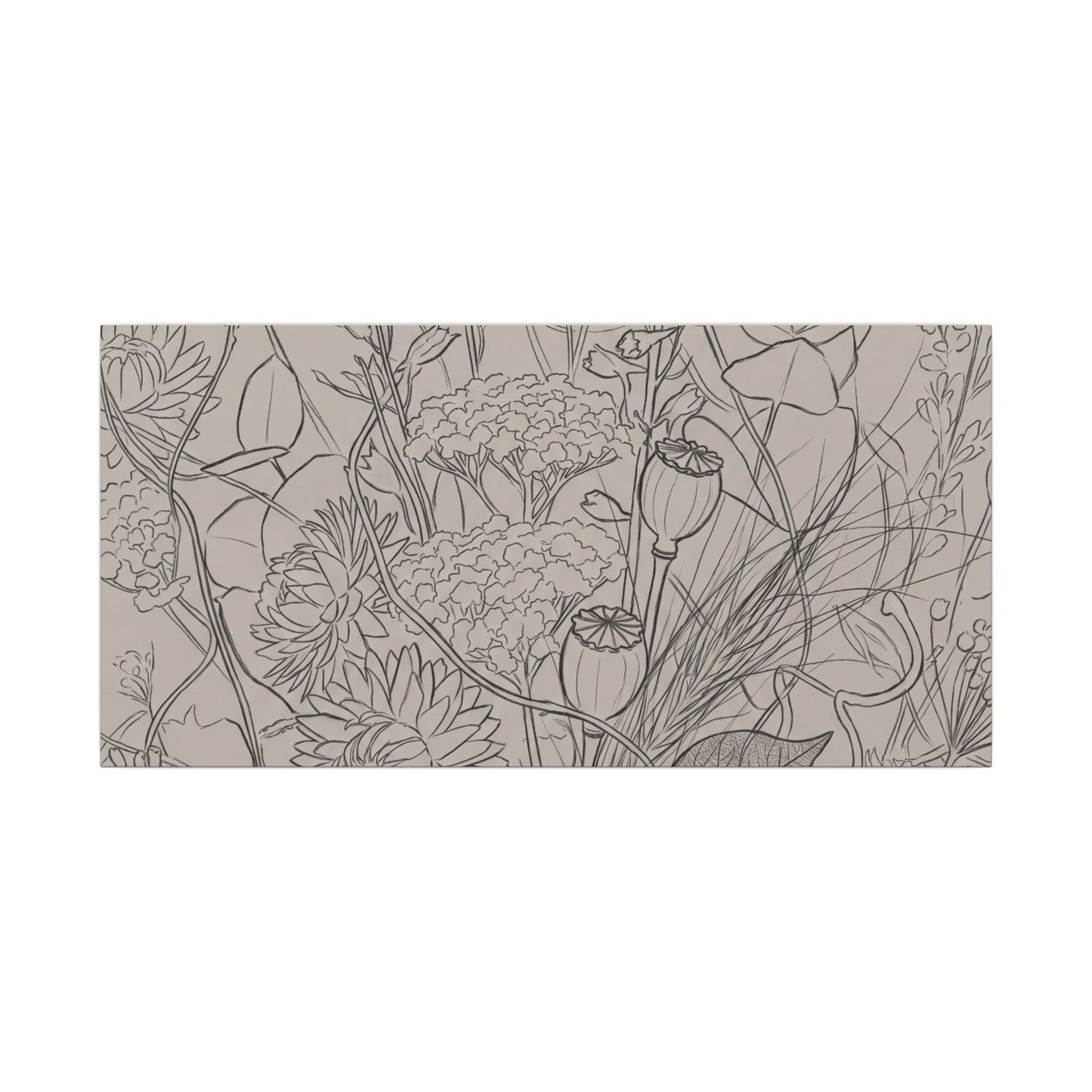 Summer Dried Flowers Minimal Line Canvas Art | Elegant Decor
