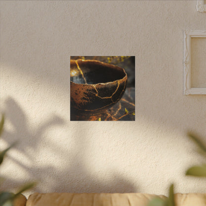 Kintsugi Ceramic Bowl in Golden Hour | Gold Vein Canvas Art