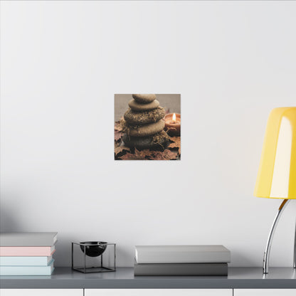 River Stones Canvas Art | Autumn Japandi Texture Art