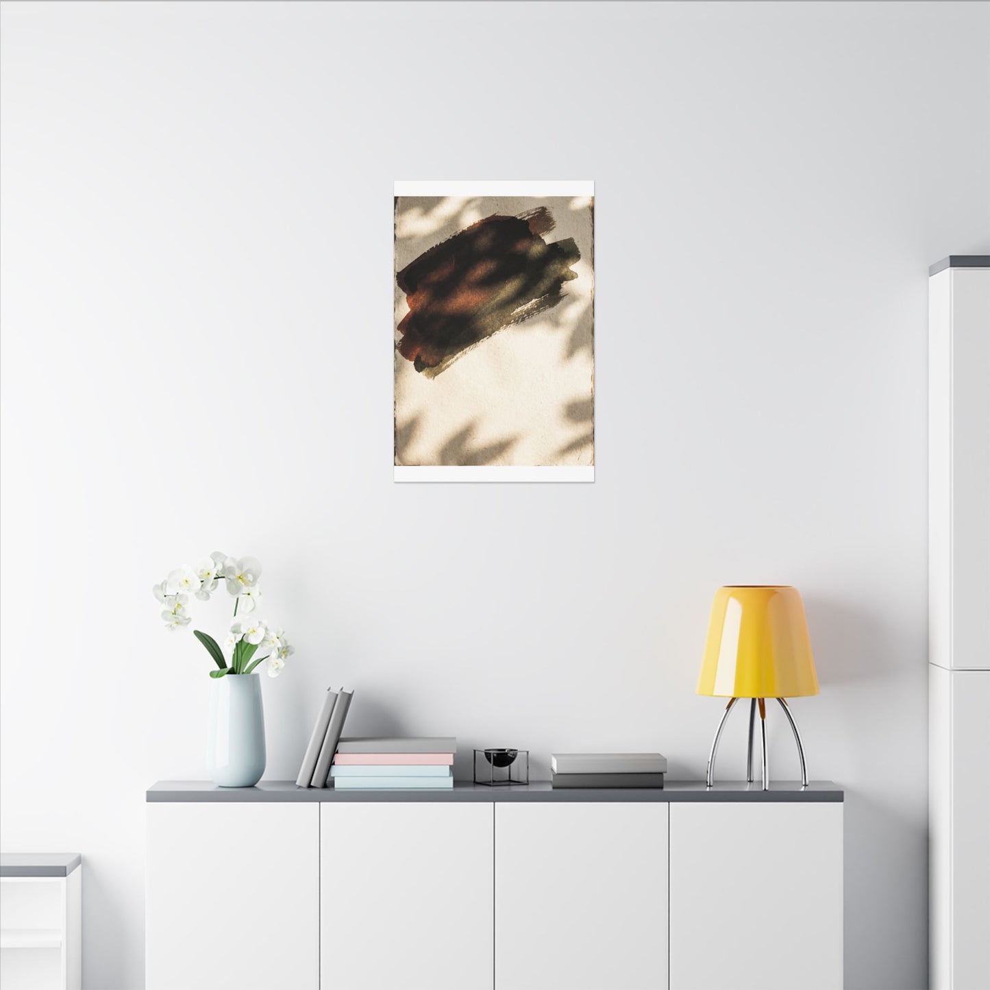 Ink Brushstroke Canvas Art | Summer Dark Japandi Moody Minimal Art