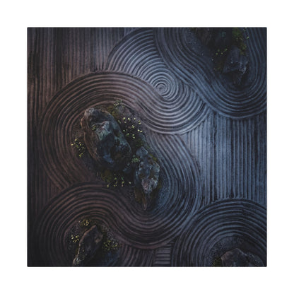 Spring Rock Garden Charcoal Ink Canvas Art | Bold Decor