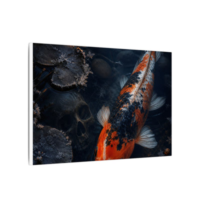 Koi Pond Canvas Art | Winter Dark Japandi Shadow Zen Art
