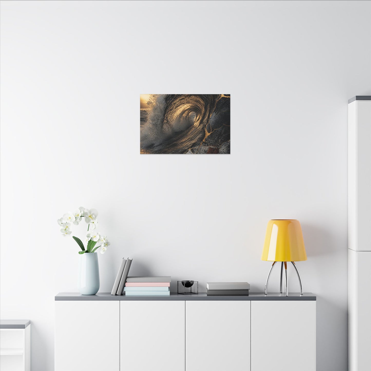 Kanso Ocean Wave Canvas Art - Kintsugi Gold Vein