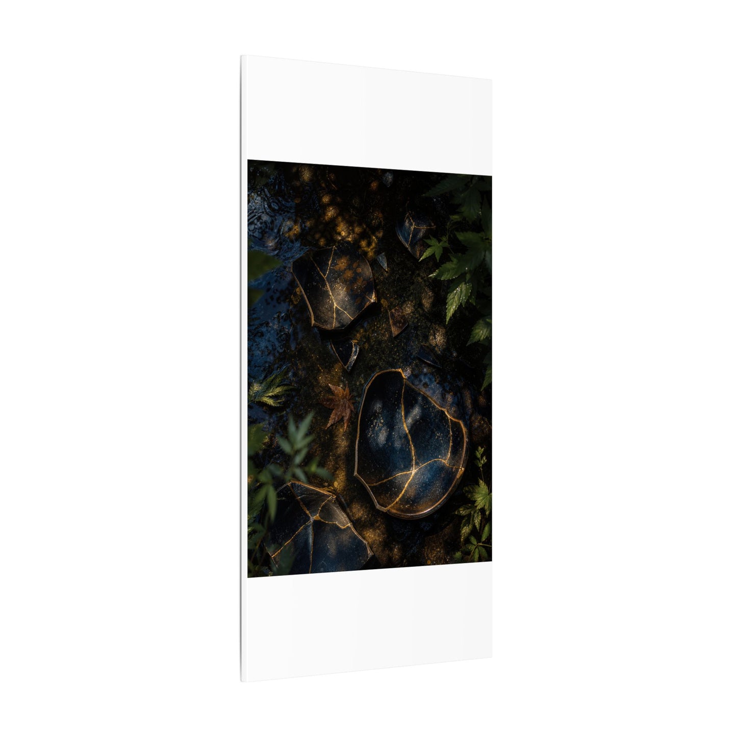 Dark Japandi Broken Pottery in Dappled | Shadow Zen Canvas Art