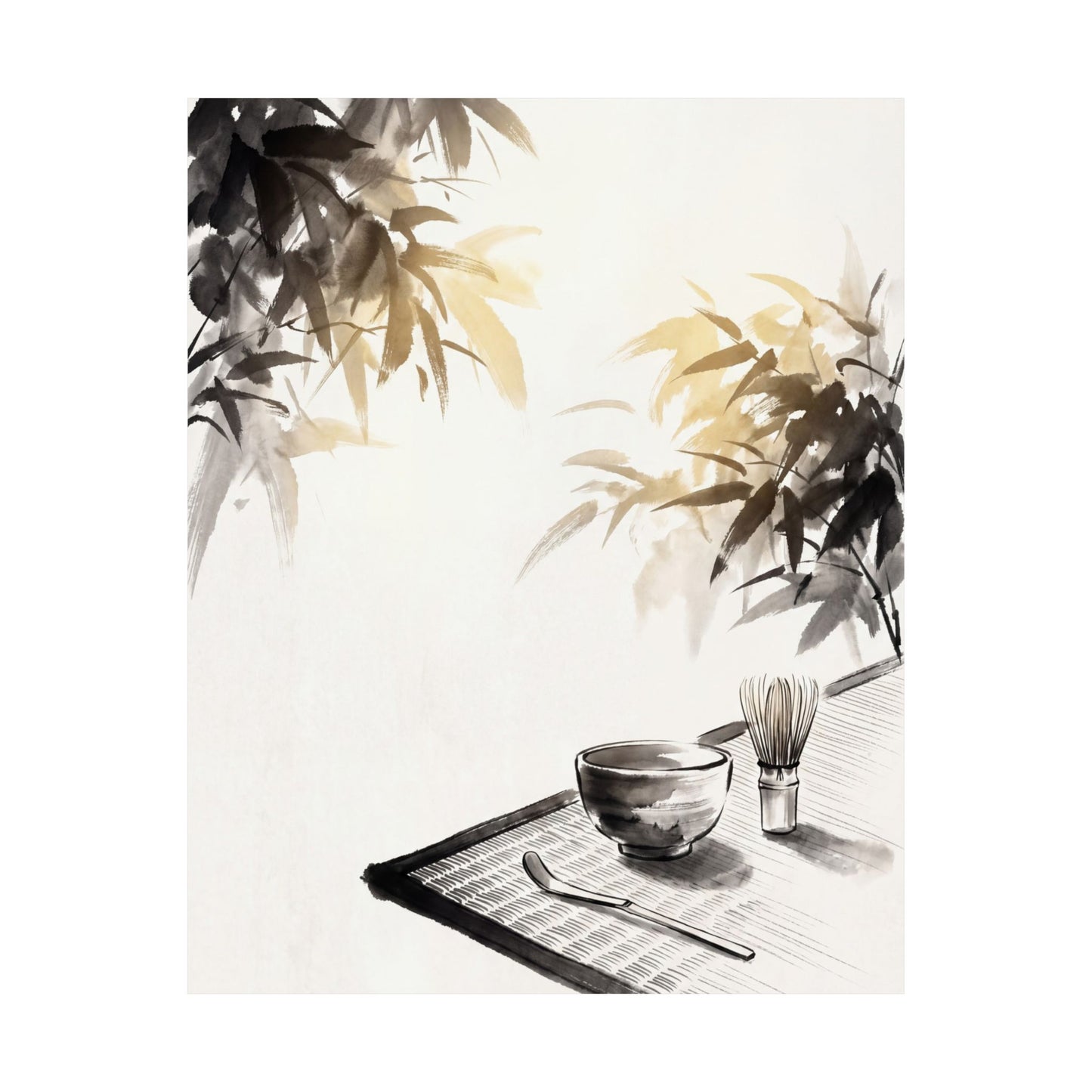 Tea Ceremony Wall Art Print | Summer Zen Sumi E Art
