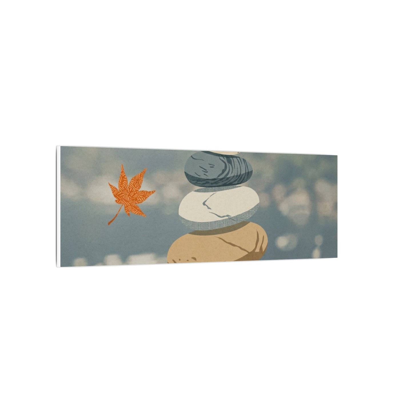 Warm River Stones Canvas Art - Japanese Pattern Japandi