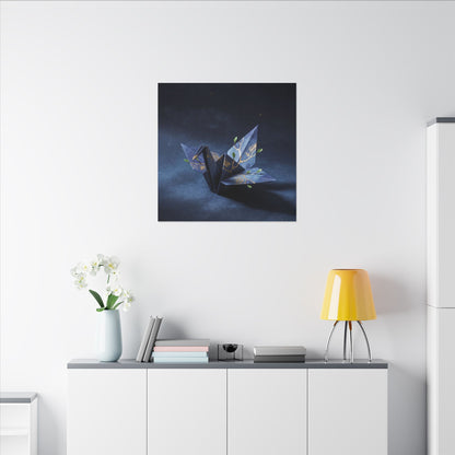 Kintsugi Paper Fold in Moonlight | Crackle Gold Canvas Art