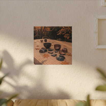 Golden Hour Tea Ceremony Canvas Art - Kintsugi Shibui