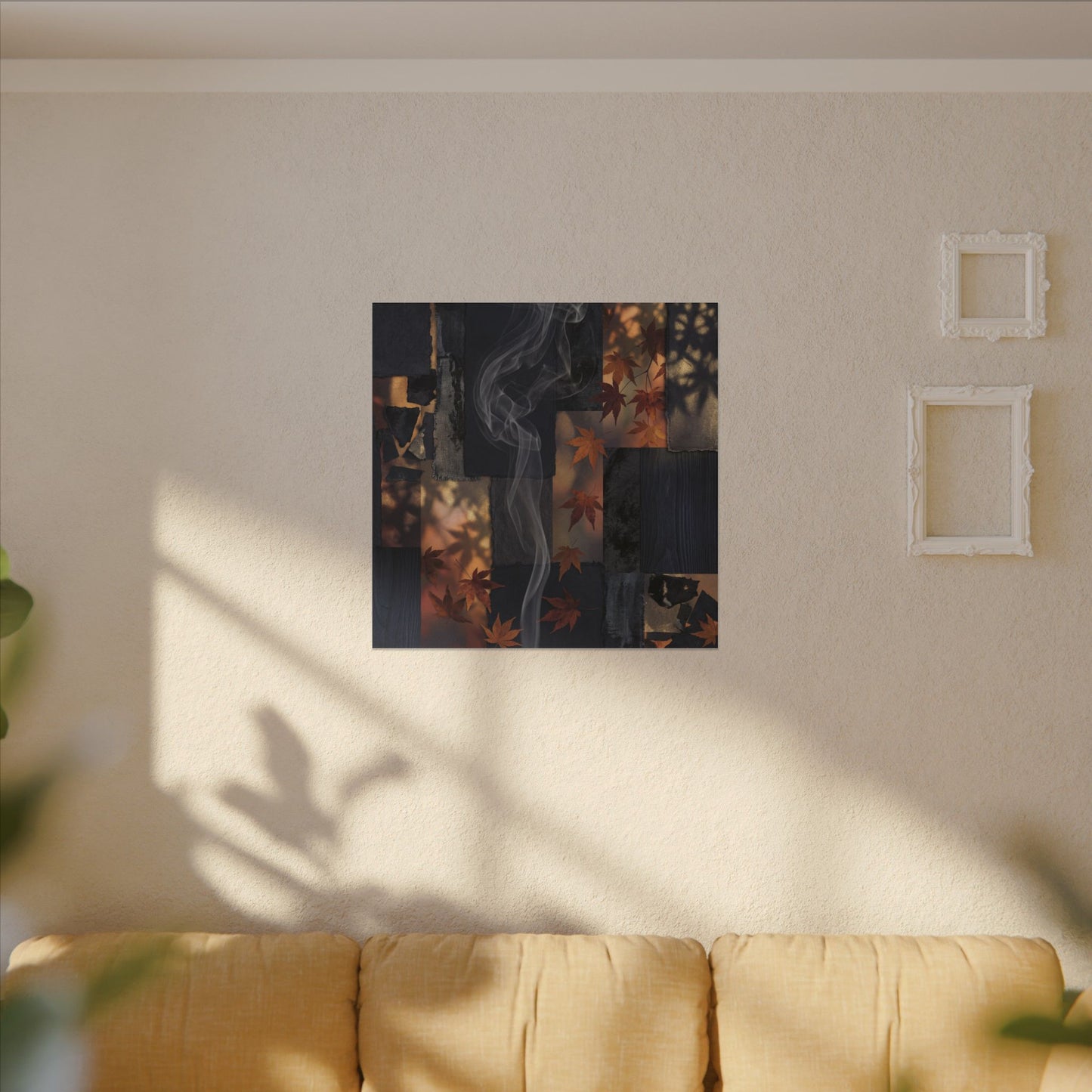 Luxurious Incense Smoke Canvas Art - Dark Texture Dark Japandi