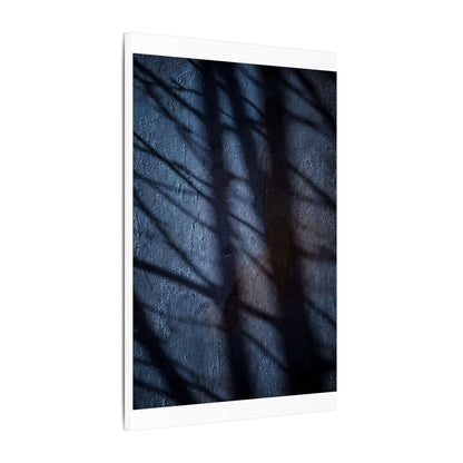 Dark Japandi Shadow Play in Moonlight | Moody Minimal Canvas Art