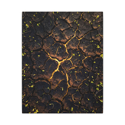 Cracked Earth Moody Minimal Canvas Art | Sophisticated Dark Japandi Art