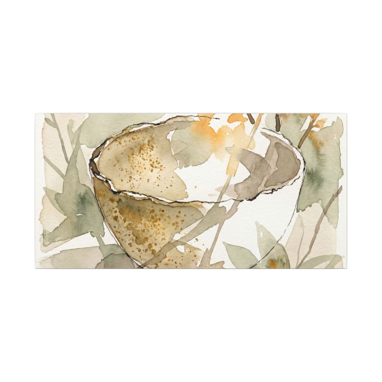 Spring Ceramic Bowl Watercolor Canvas Art | Neutral Decor