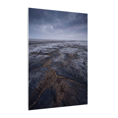 Dark Japandi Cracked Earth in Overcast | Dark Texture Canvas Art