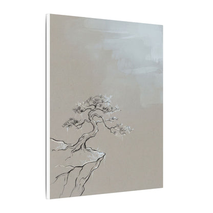 Pine Tree Minimal Line Canvas Art | Warm Japandi Art