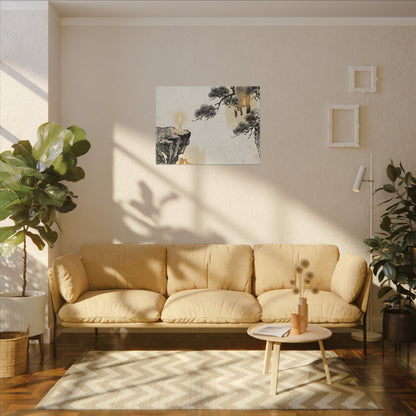 Japandi Pine Tree in Candlelight | Japanese Pattern Canvas Art