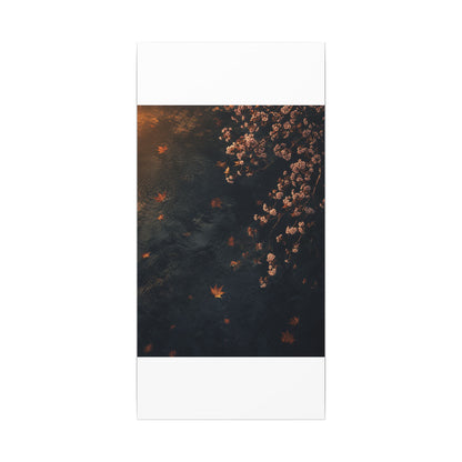 Golden Hour Cherry Blossom Canvas Art - Dark Japandi Kanso