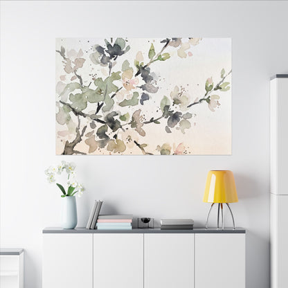 Cherry Blossom Watercolor Canvas Art | Elegant Japandi Art