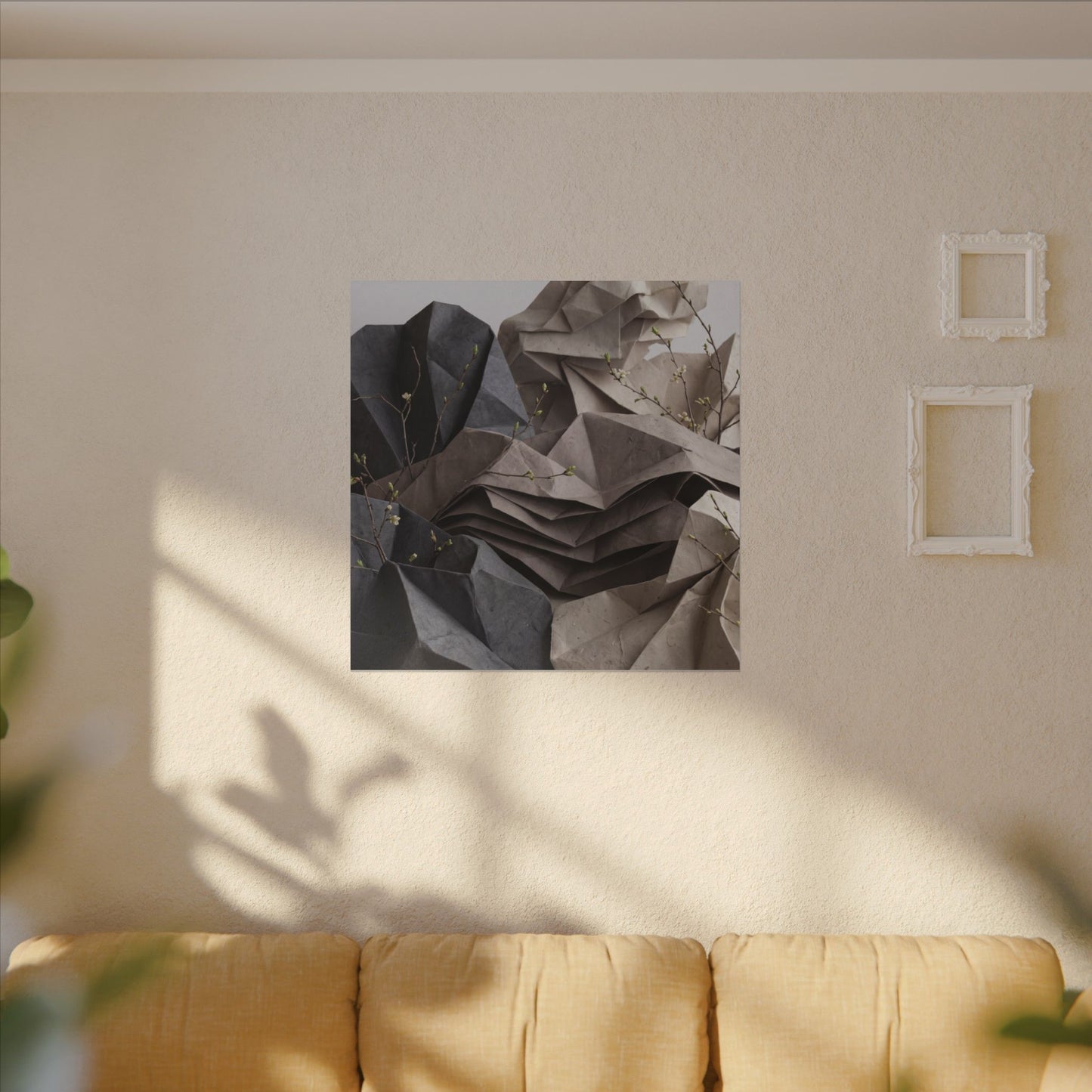 Neutral Paper Fold Canvas Art - Texture Japandi