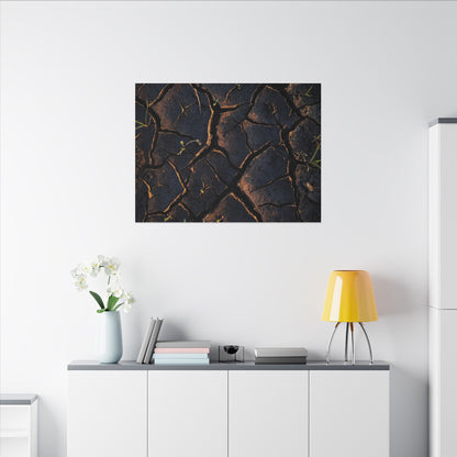 Cracked Earth Moody Minimal Canvas Art | Luxurious Dark Japandi Art