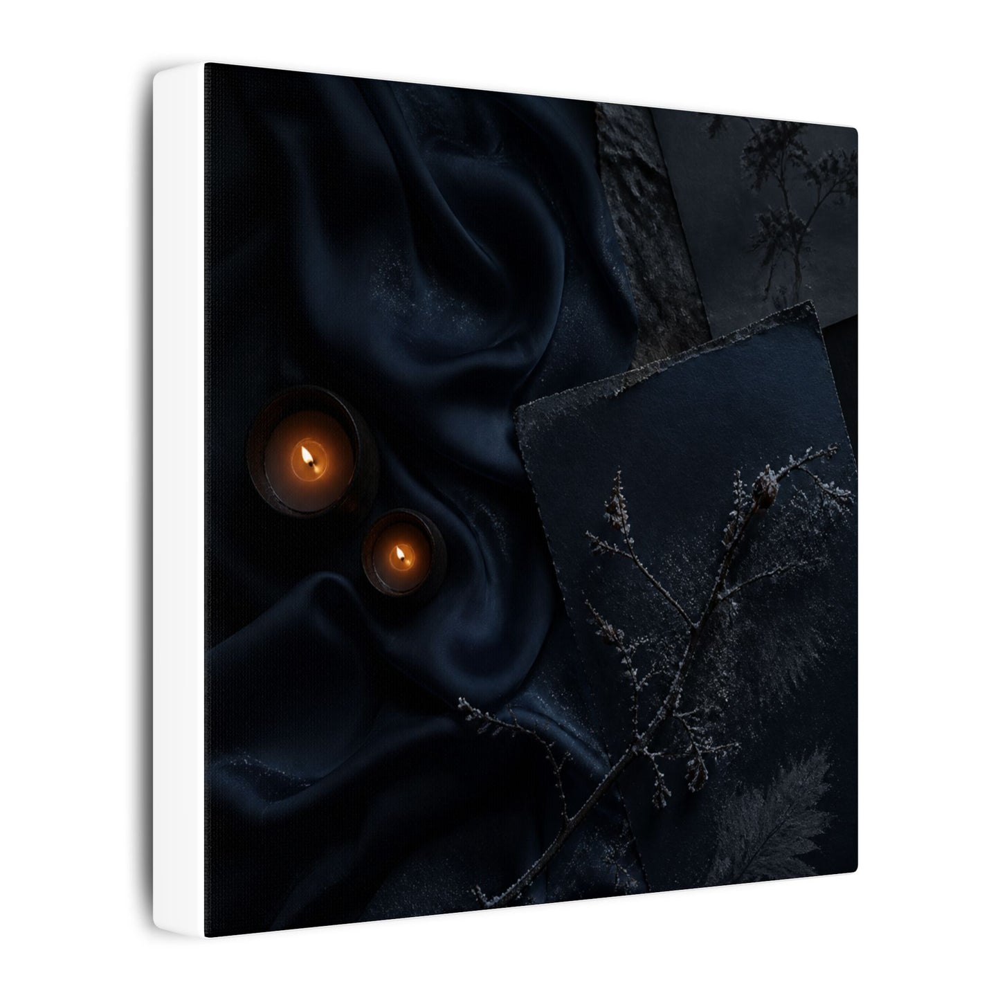 Candlelight Silk Drape Canvas Art - Dark Japandi Kanso