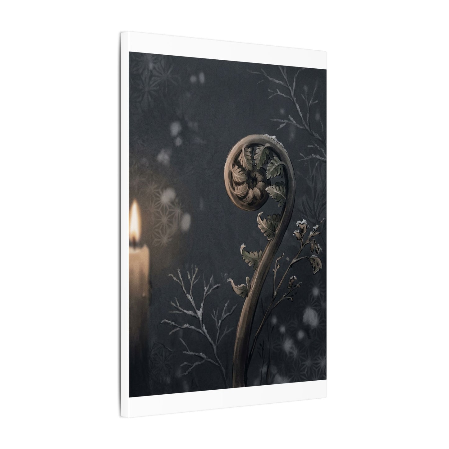 Candlelight Fern Unfurling Canvas Art - Japandi Ma