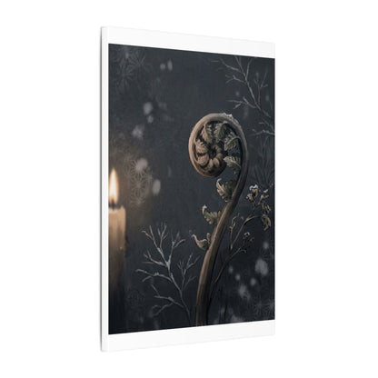 Candlelight Fern Unfurling Canvas Art - Japandi Ma