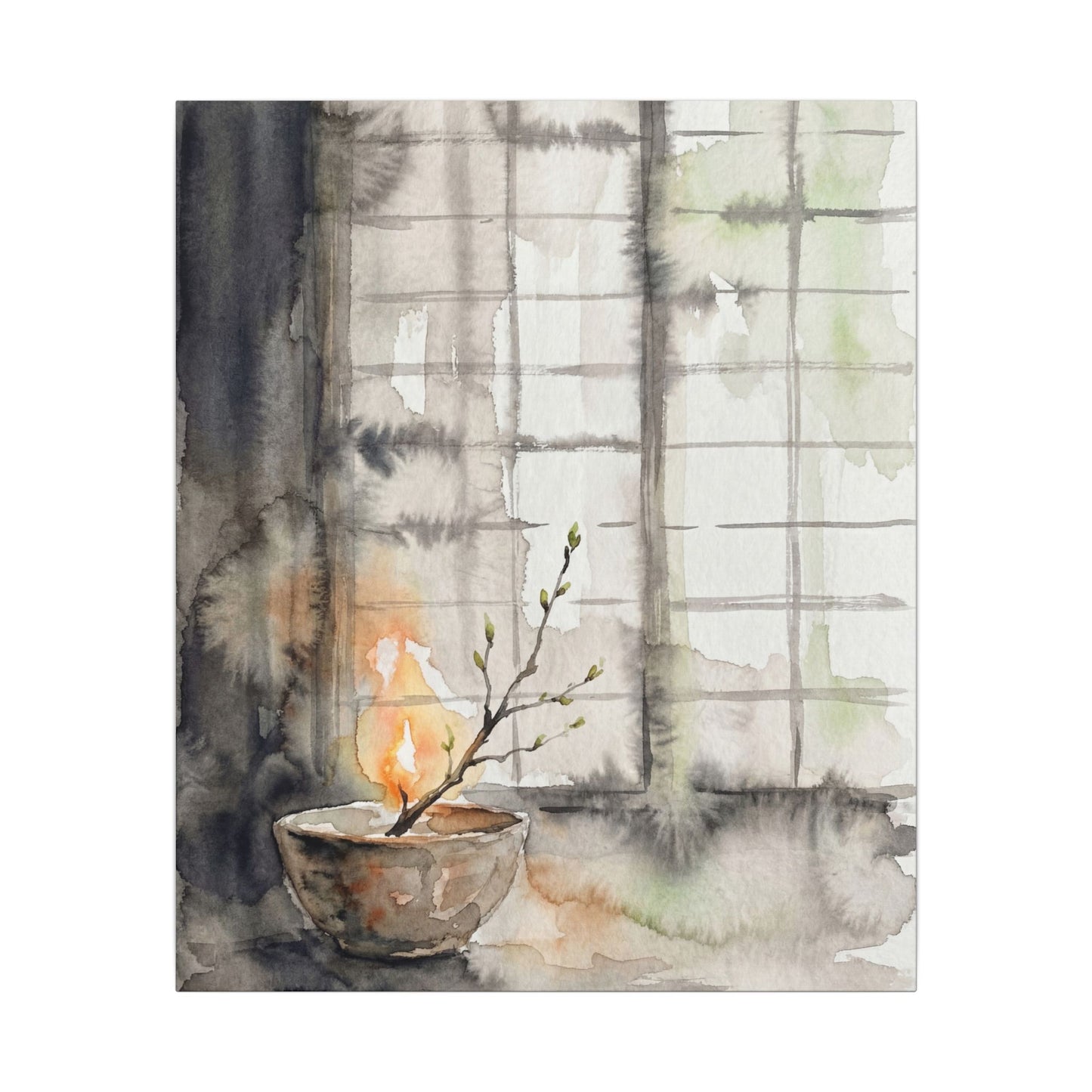 Shoji Screen Canvas Art | Spring Japandi Watercolor Art