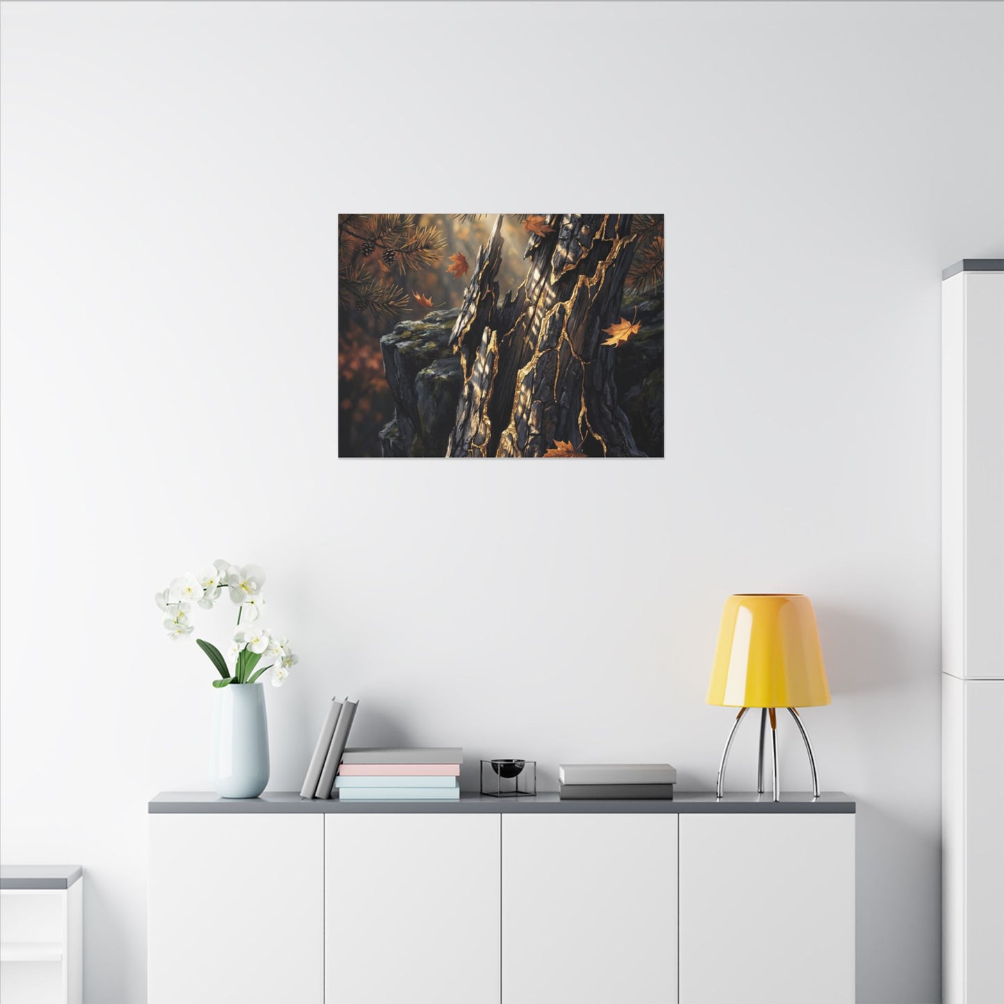 Pine Tree Autumn Canvas Art | Kintsugi Beautiful Design