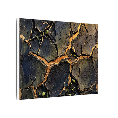 Cracked Earth Spring Canvas Art | Dark Japandi Atmospheric Design