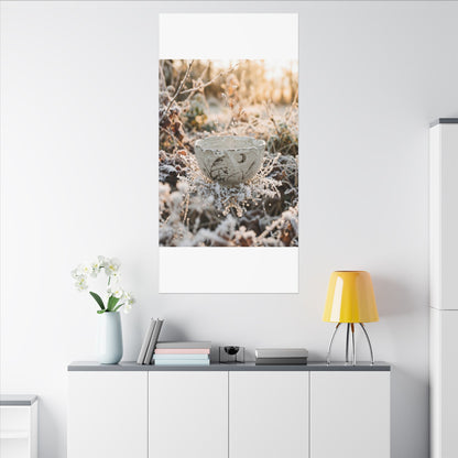 Japandi Ceramic Bowl in Golden Hour | Japanese Pattern Canvas Art