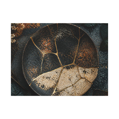 Kintsugi Rust Patina in Dawn | Gold Repair Canvas Art