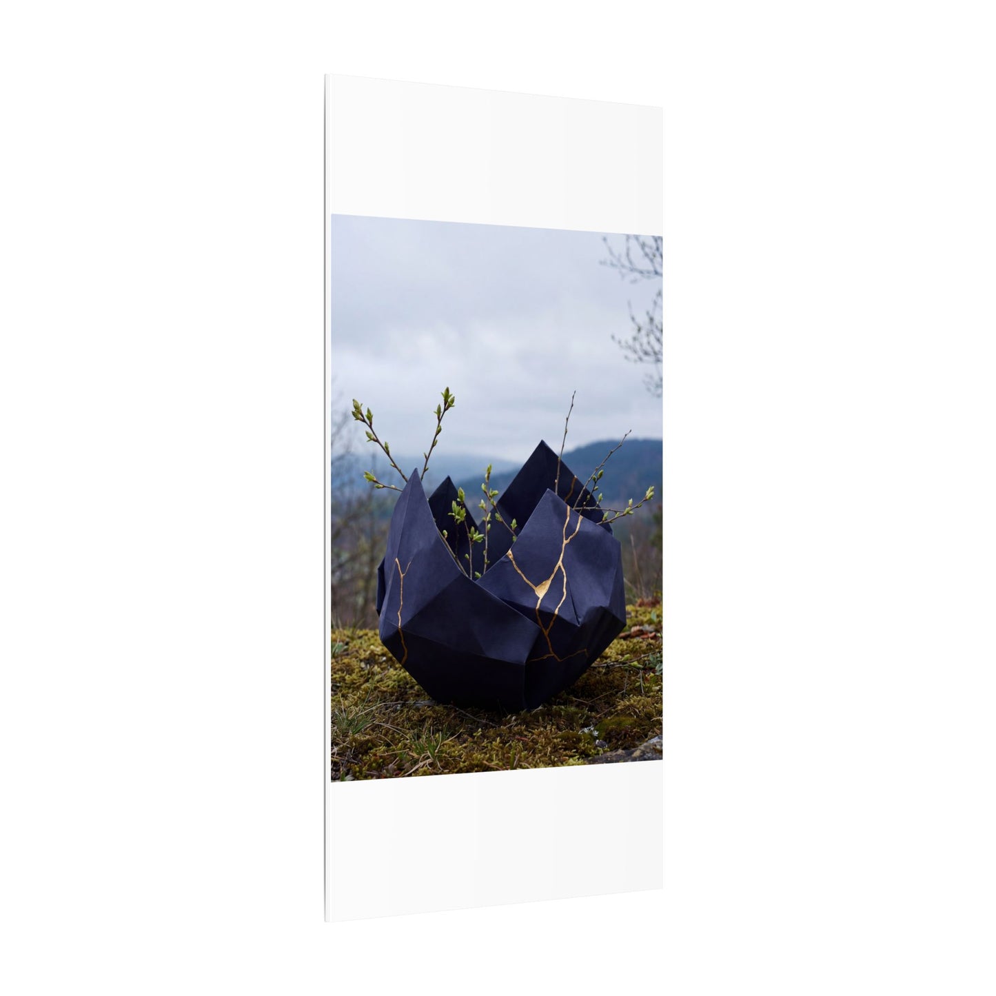 Paper Fold Canvas Art | Spring Kintsugi Gold Repair Art