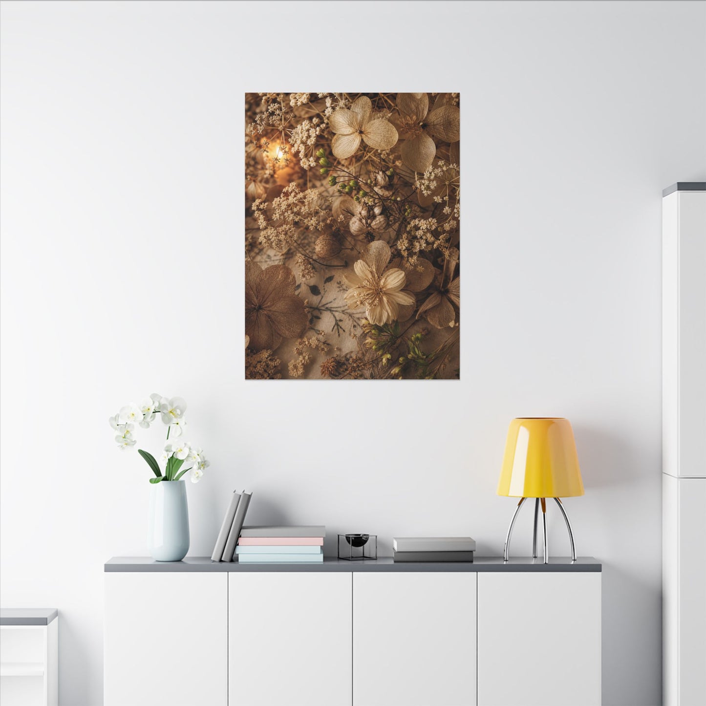Spring Dried Flowers Japanese Pattern Canvas Art | Earthy Decor