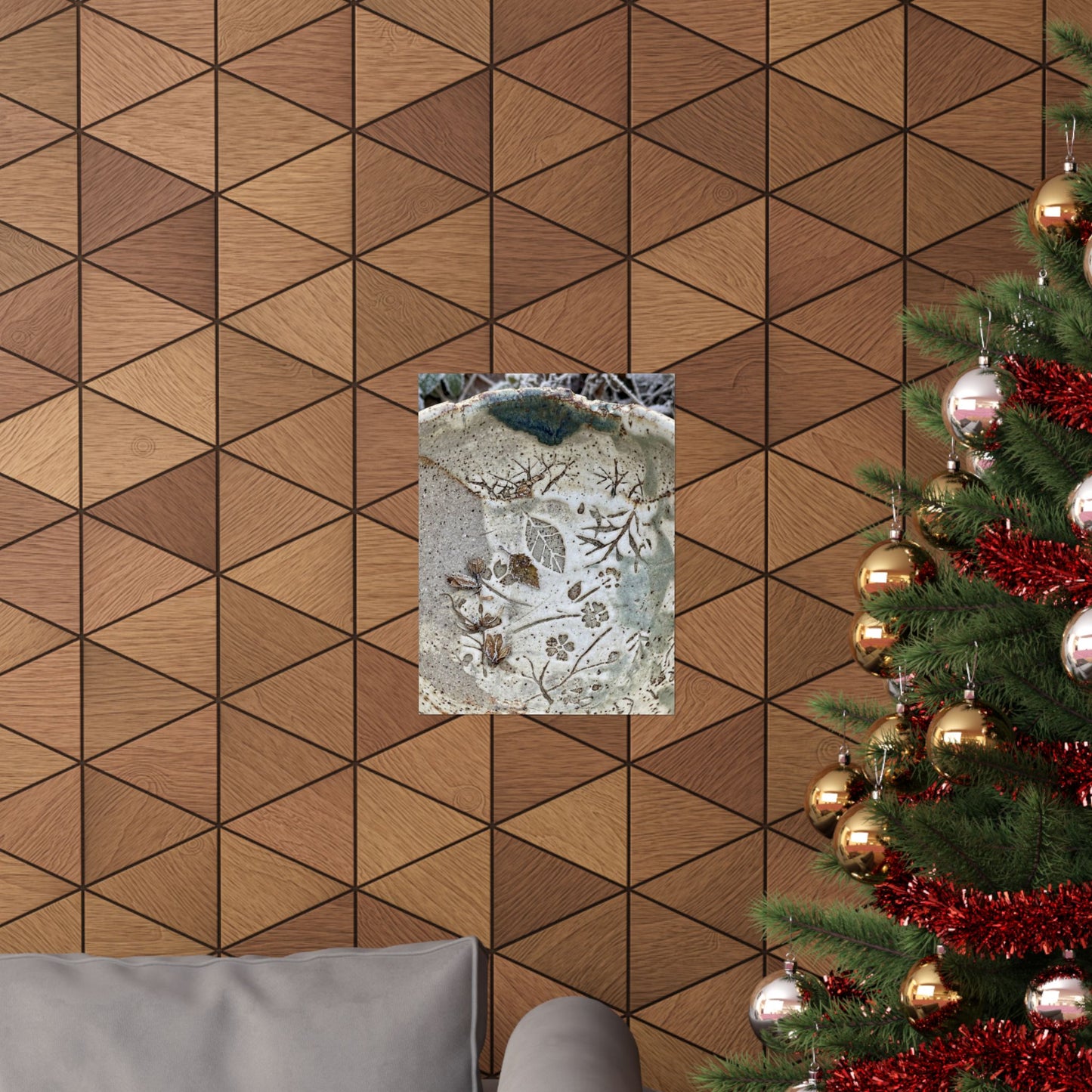 Winter Ceramic Bowl Japanese Pattern Wall Art Print | Earthy Decor