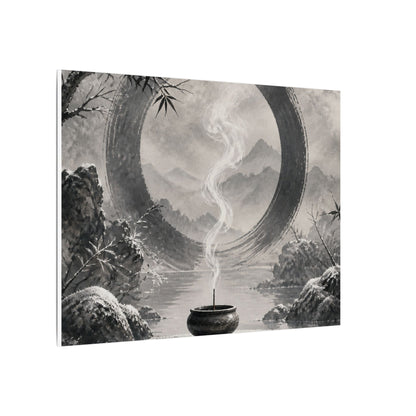 Incense Smoke Canvas Art | Winter Zen Sumi E Art