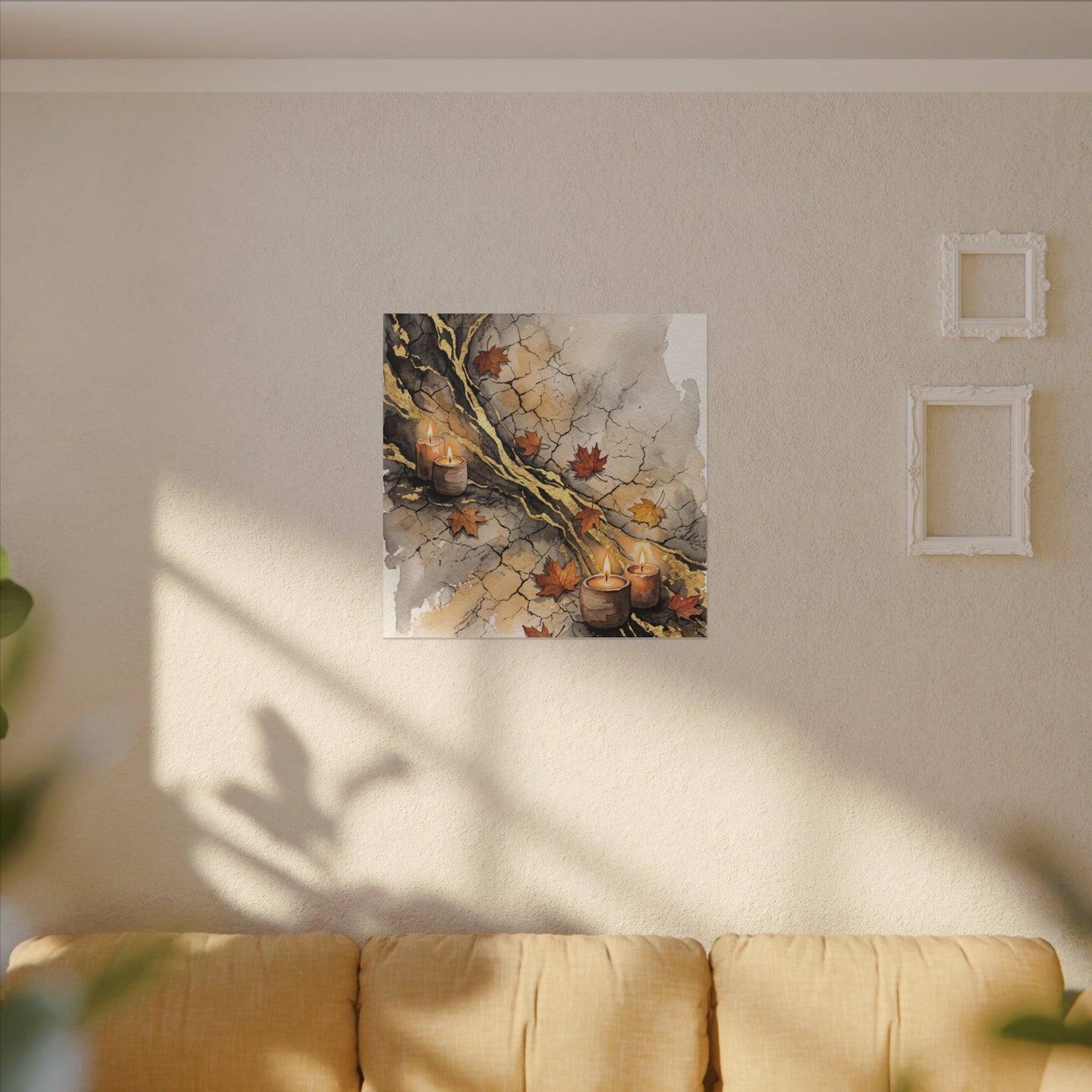 Cracked Earth Autumn Canvas Art | Japandi Warm Design