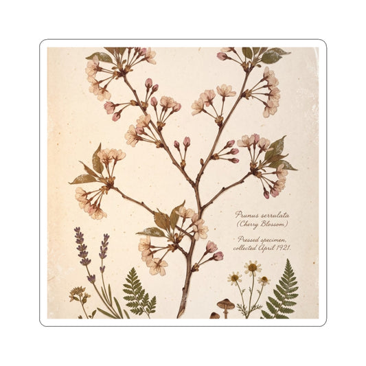 Cottagecore Cherry Blossom in Candlelight | Herbarium Sticker