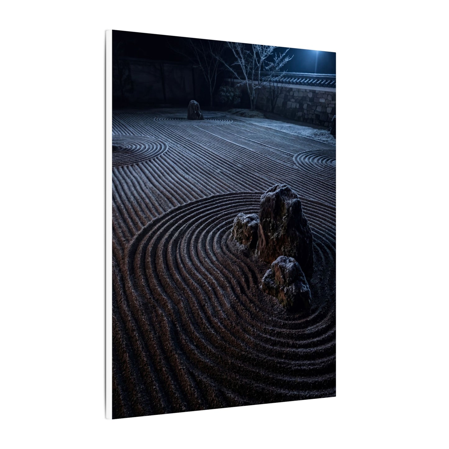 Moonlight Rock Garden Canvas Art - Dark Japandi Seijaku