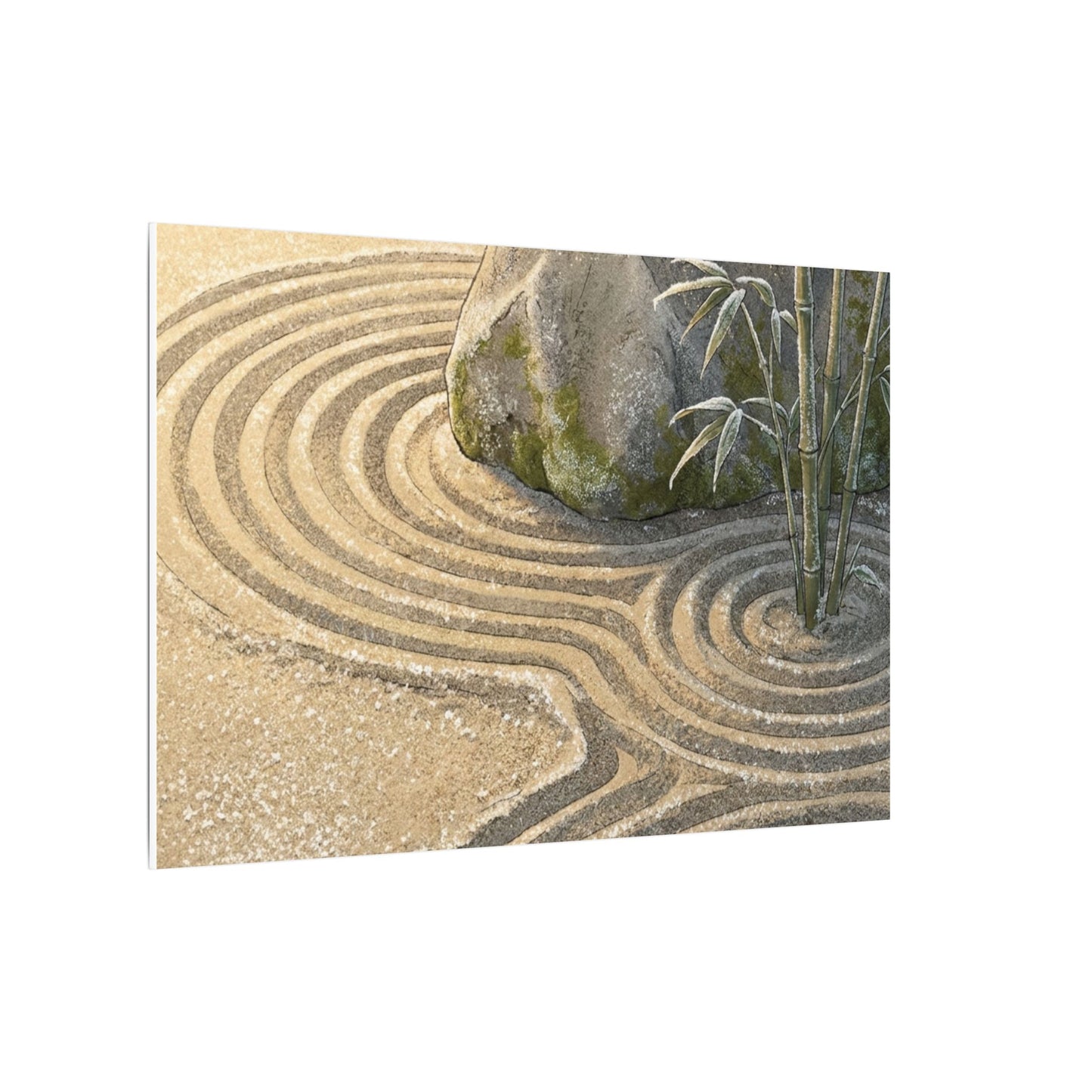 Rock Garden Winter Canvas Art | Zen Peaceful Design