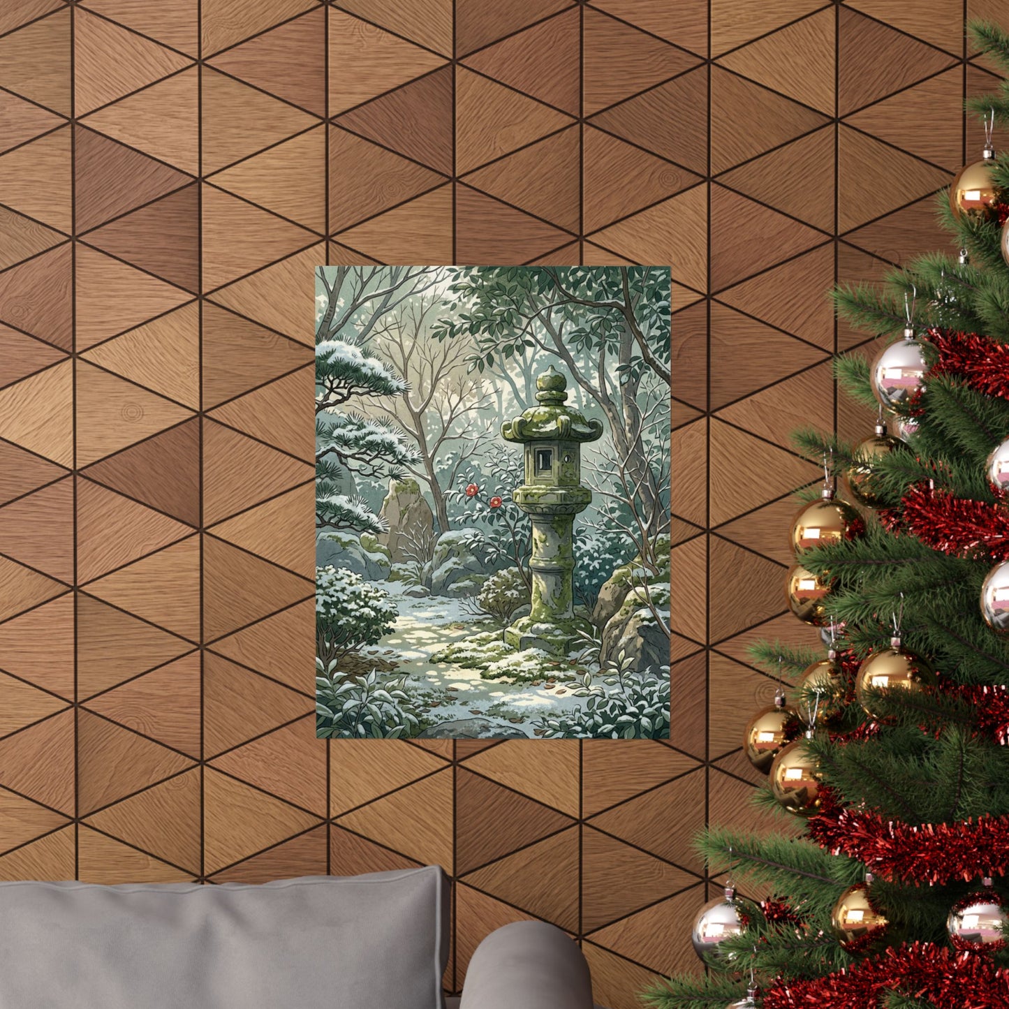 Dappled Stone Lantern Wall Art Print - Japandi Datsuzoku