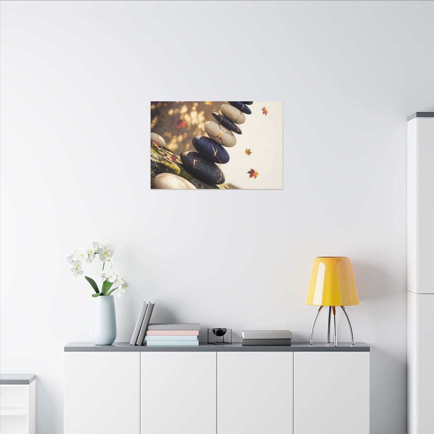 Ma River Stones Canvas Art - Kintsugi Gold Vein