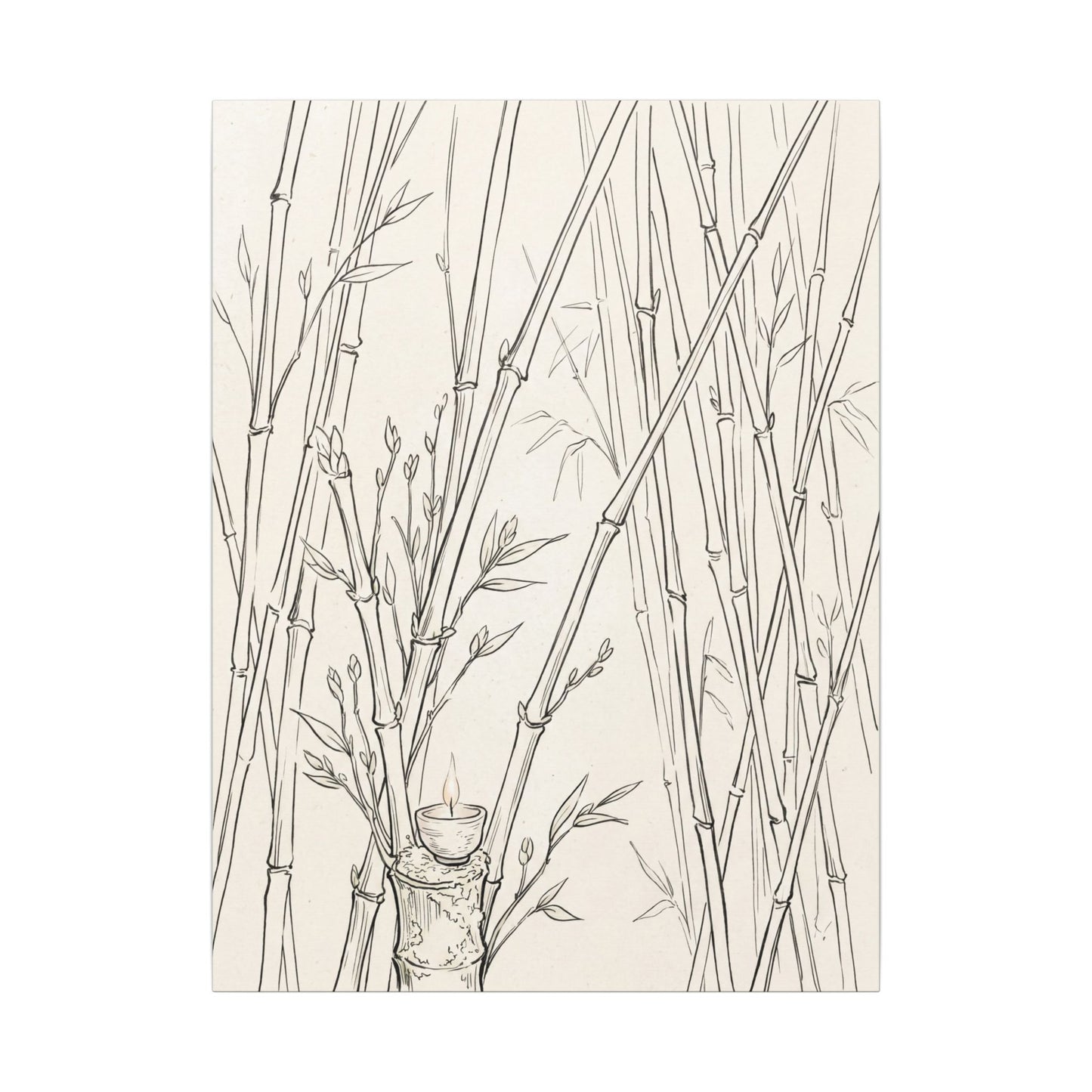 Candlelight Bamboo Grove Canvas Art - Japandi Fukinsei