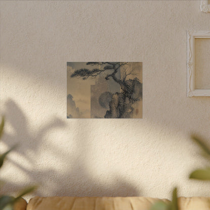 Japandi Pine Tree in Moonlight | Japanese Pattern Canvas Art