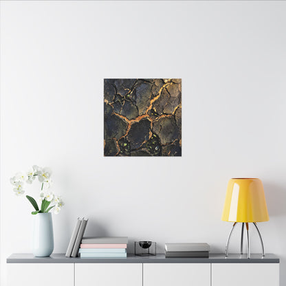 Cracked Earth Spring Canvas Art | Dark Japandi Atmospheric Design