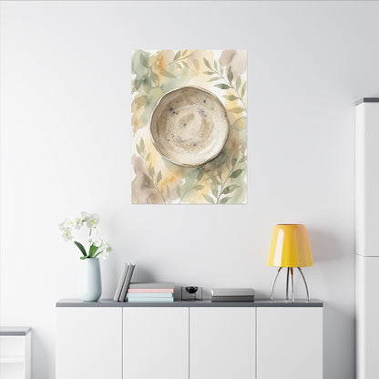 Ceramic Bowl Watercolor Canvas Art | Warm Japandi Art