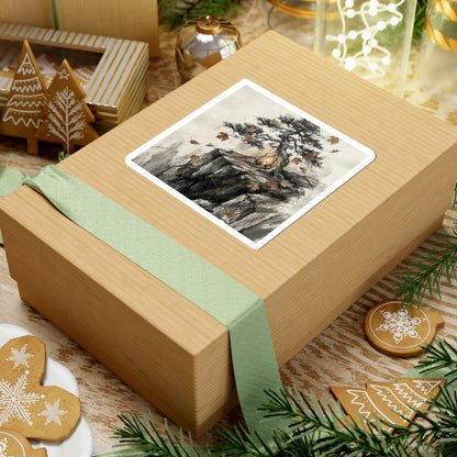 Pine Tree Sticker | Autumn Japandi Texture Art