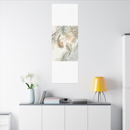 Koi Pond Canvas Art | Winter Japandi Watercolor Art