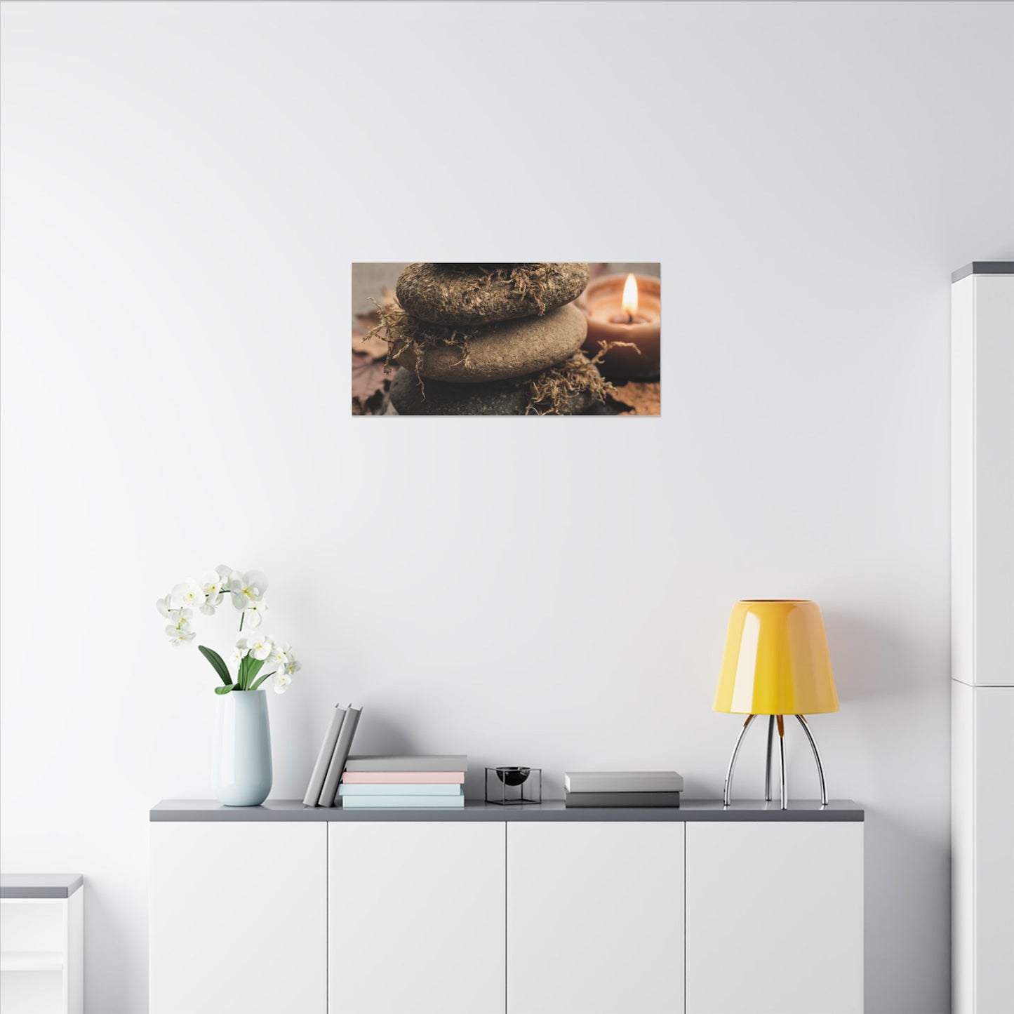 River Stones Canvas Art | Autumn Japandi Texture Art
