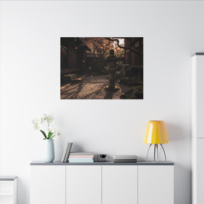 Seijaku Stone Lantern Canvas Art - Dark Japandi Shadow Zen